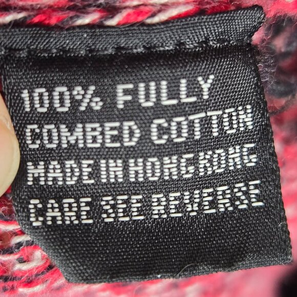 Neiman Marcus Size XL Red Black White Combed Cotton Sweater Relaxed Turtleneck - Picture 8 of 10